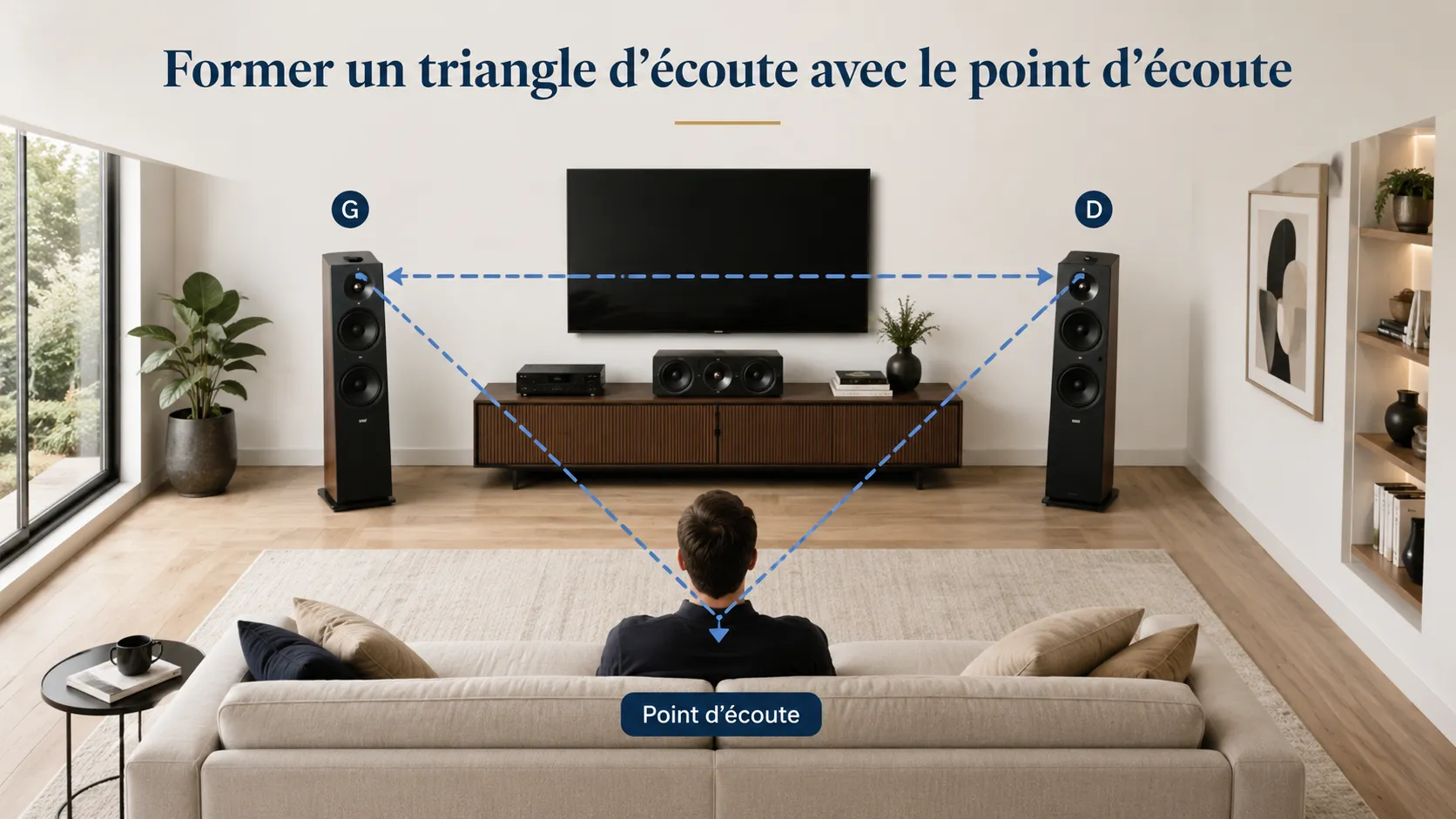 Former un triangle d'écoute équilatéral avec vos enceintes hi-fi