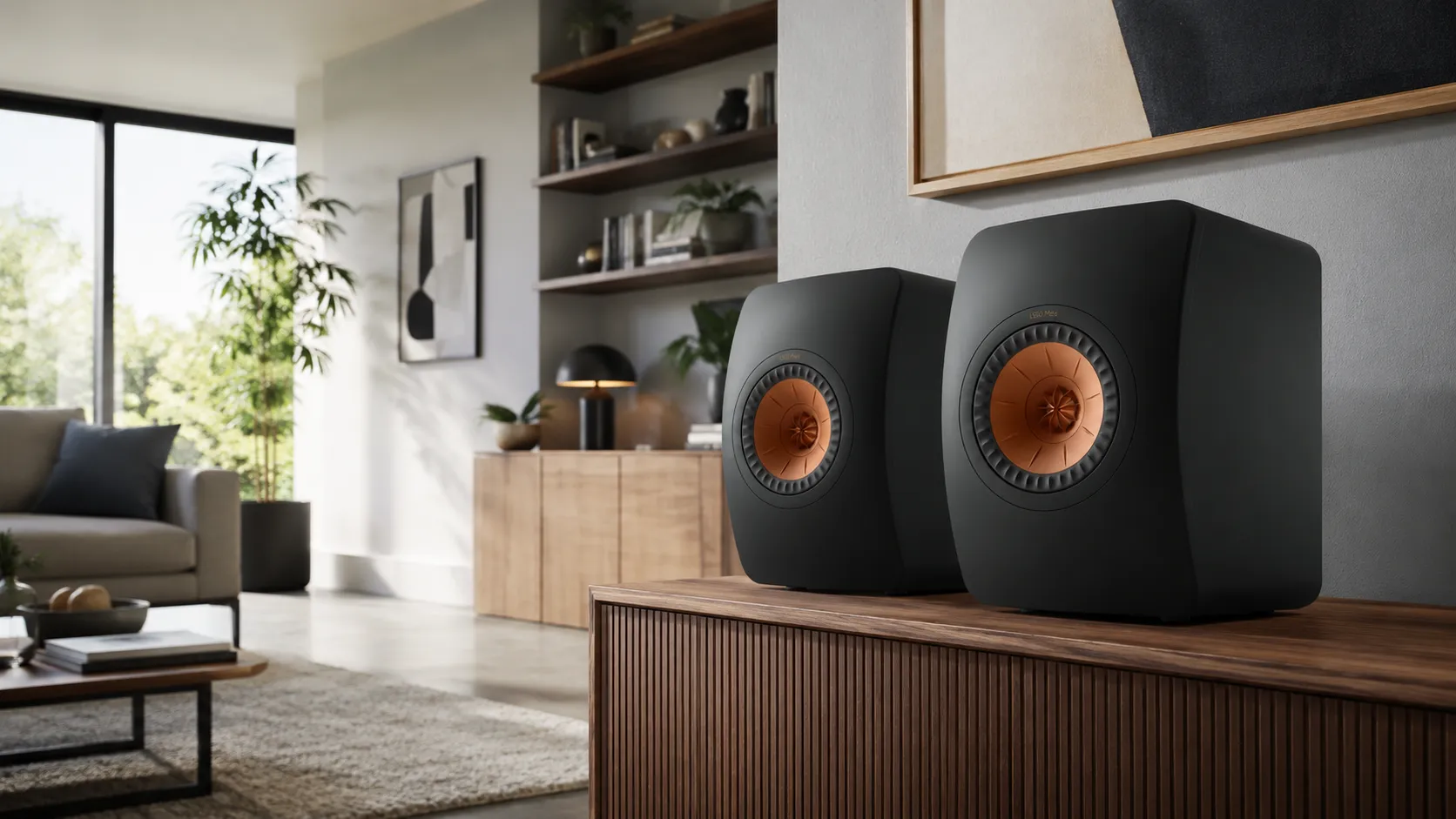 KEF LS50 Meta pendant notre session d'écoute, placées à 45 cm du mur arrière