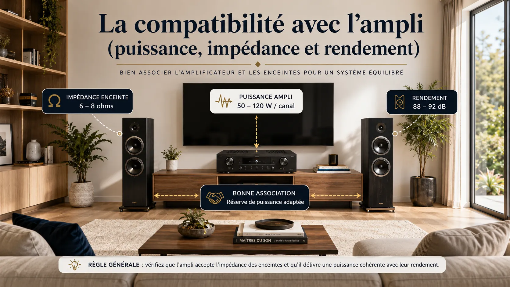 Compatibilité entre ampli et enceinte bibliothèque : sensibilité, impédance et puissance