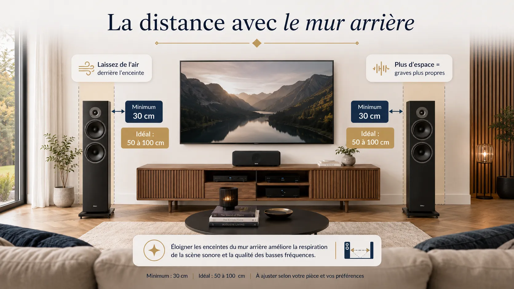 Distance recommandée entre les enceintes hi-fi et le mur arrière