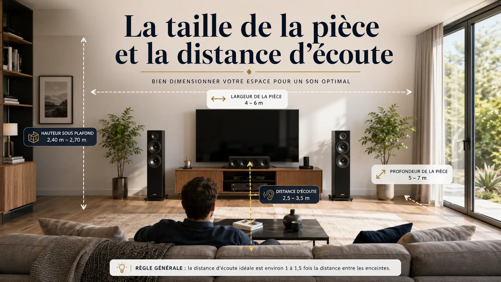 Taille de pièce et distance d'écoute pour une enceinte bibliothèque