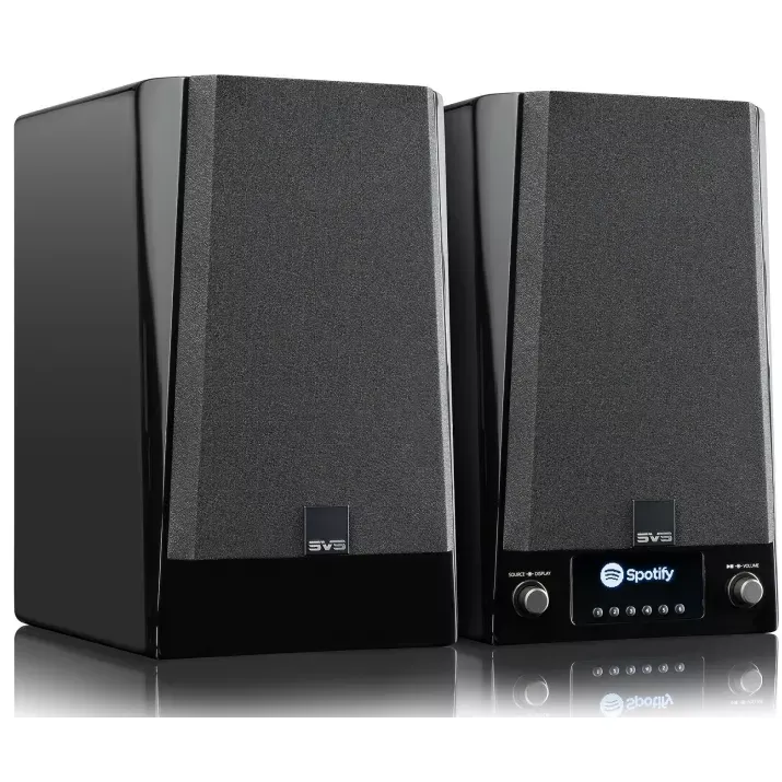 SVS Prime Wireless Pro, paire d'enceintes actives connectées laqué noir avec écran OLED